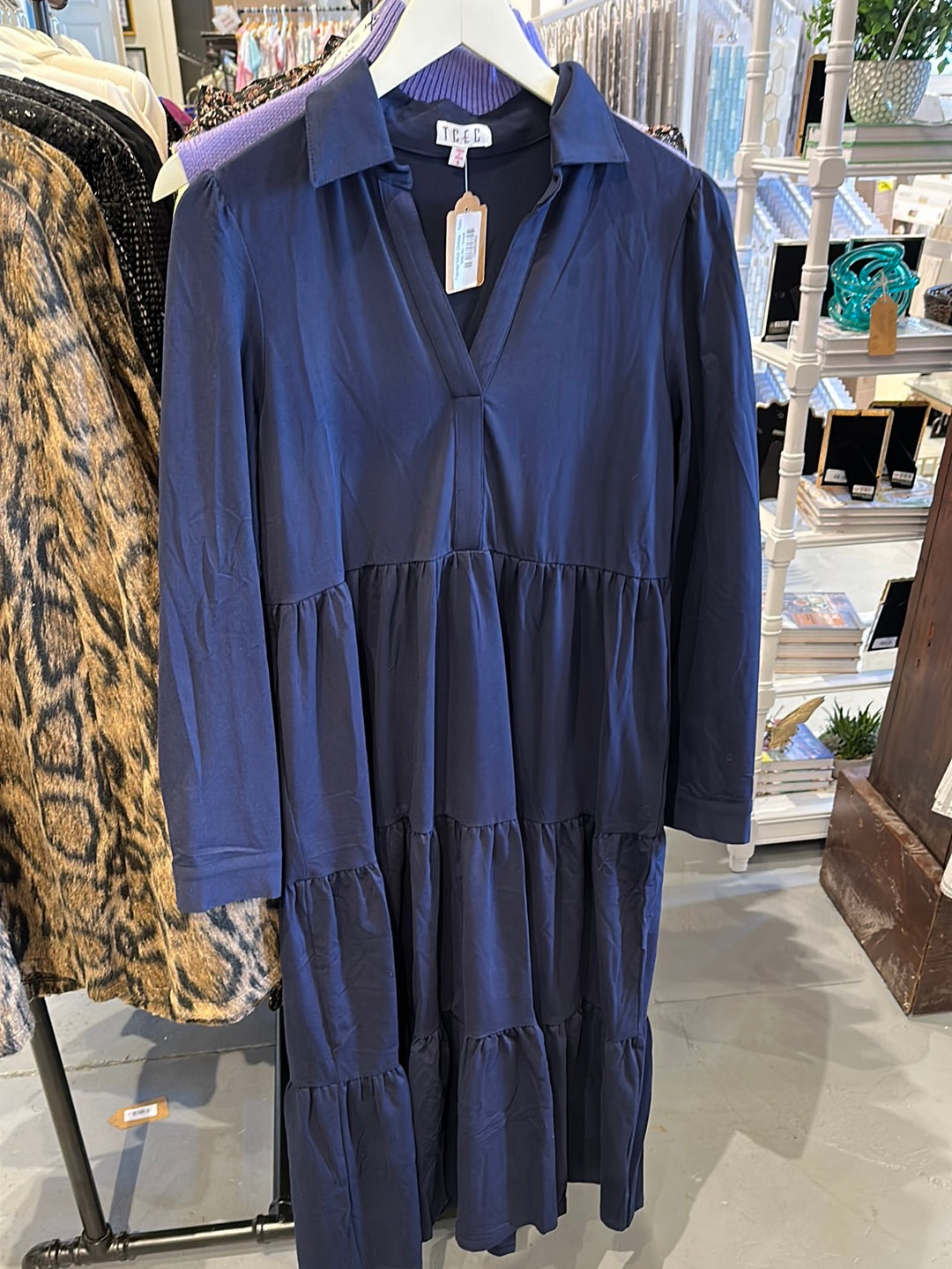 Tiered Midi Dress - Navy