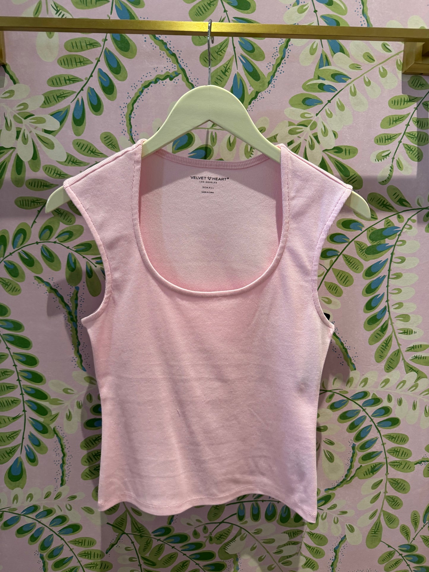 Heyes Knit Ribbed Square Neck- Ballet Pink