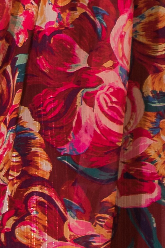 Printed Woven Midi Dress - Burgandy