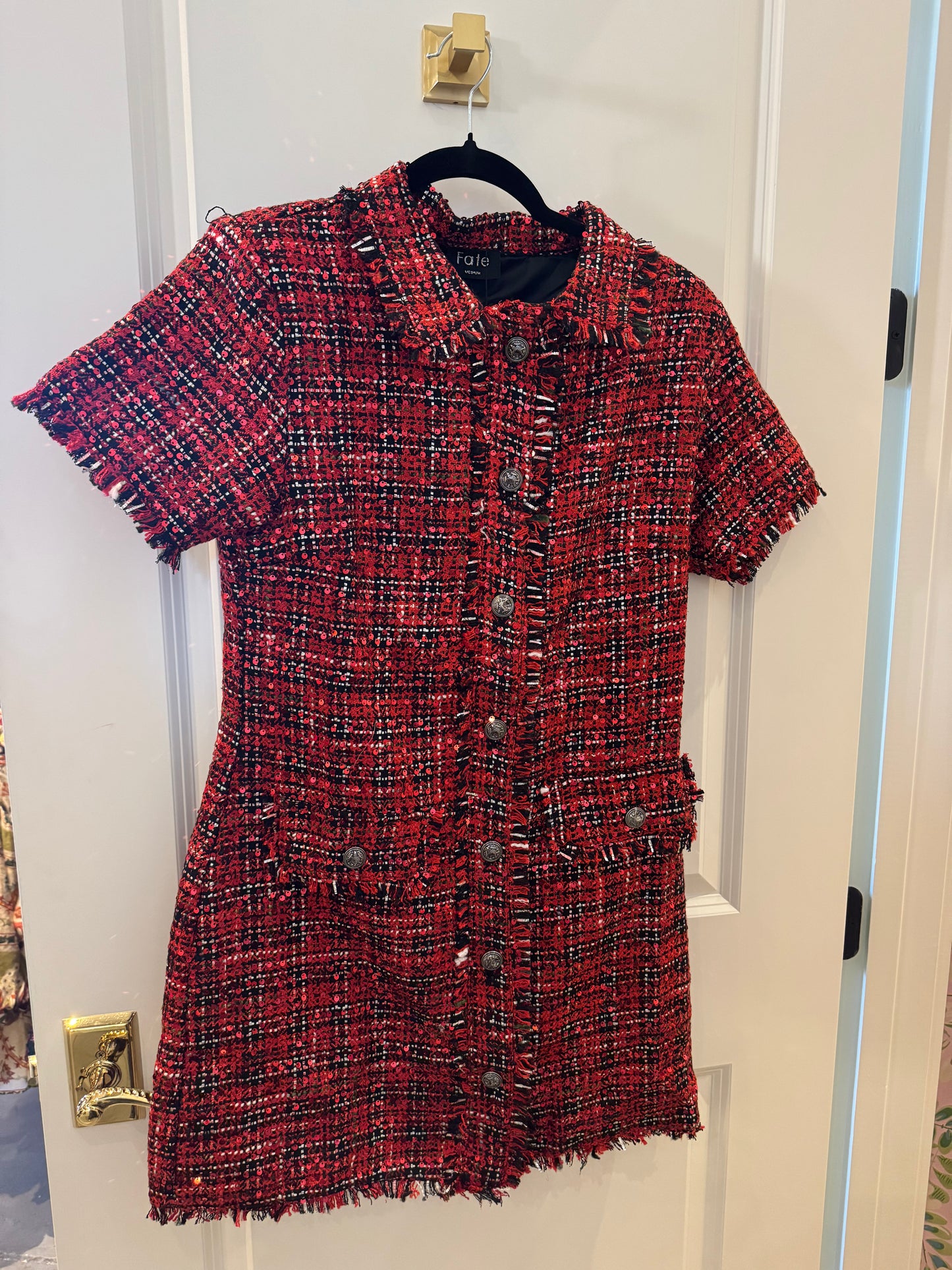 Sequin Embellished Tweed Dress
