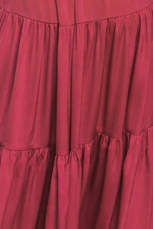 Shirt Collar Midi Dress - Dark Rose