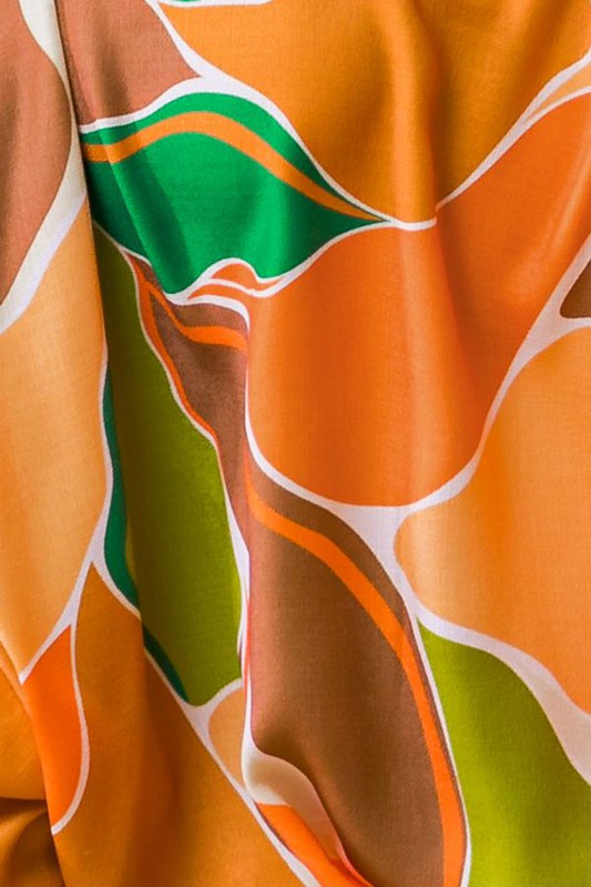 Printed Woven Button Down - Rust/Lime