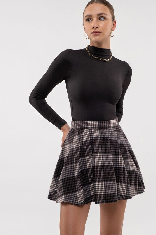 Solid Mock Neck Long Sleeve Top - Black
