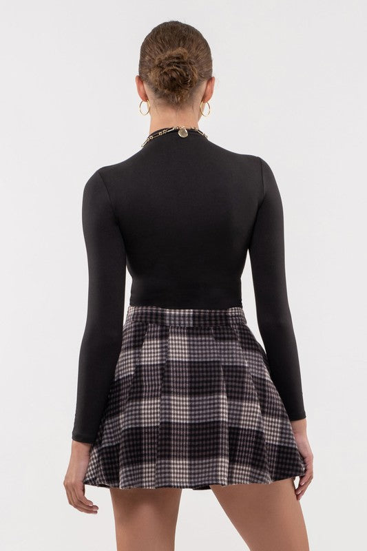 Solid Mock Neck Long Sleeve Top - Black