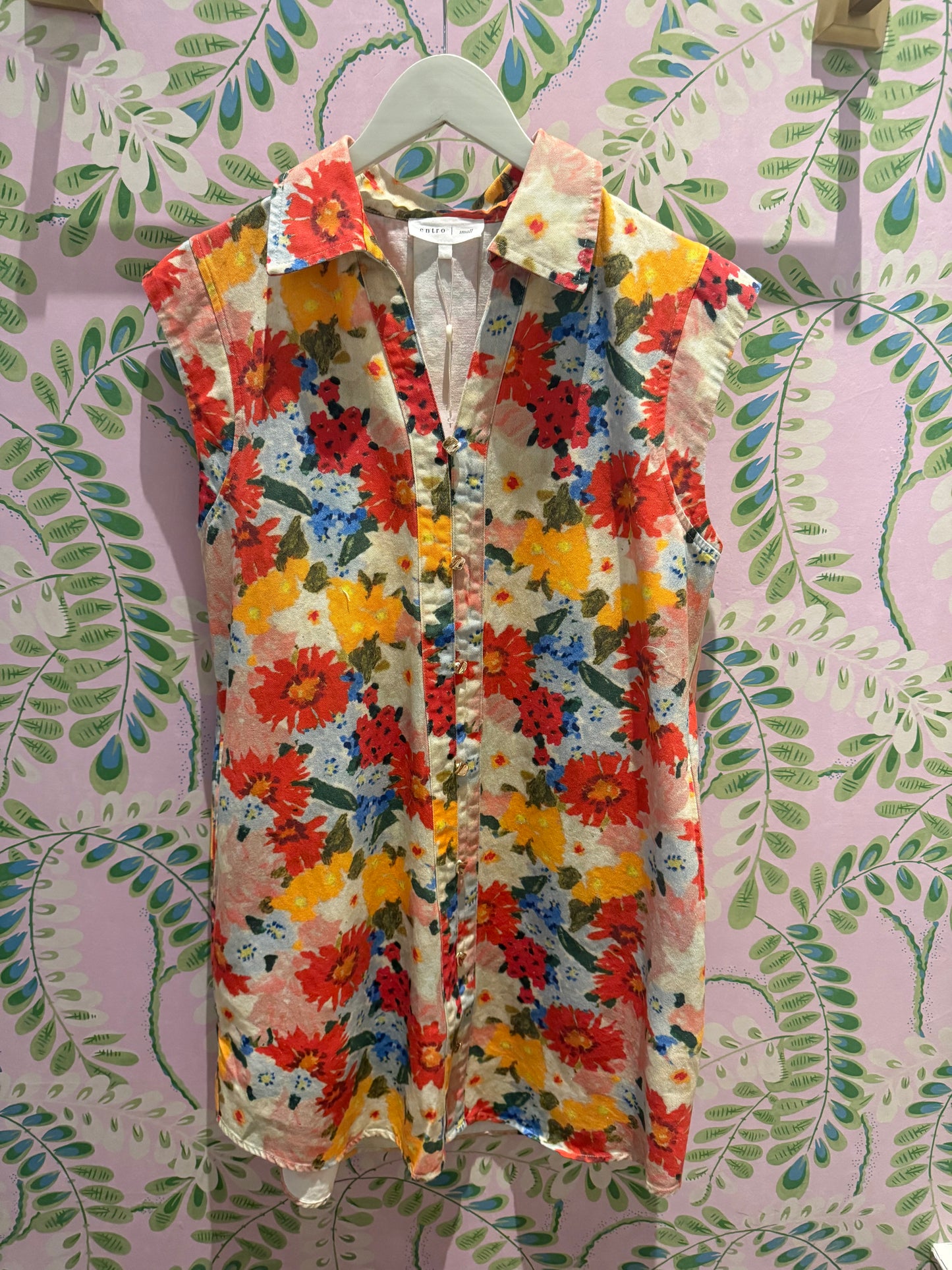 Floral Multi Color Collared Dress