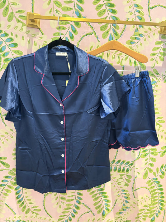 Short Sleeve Pajama Set - Navy