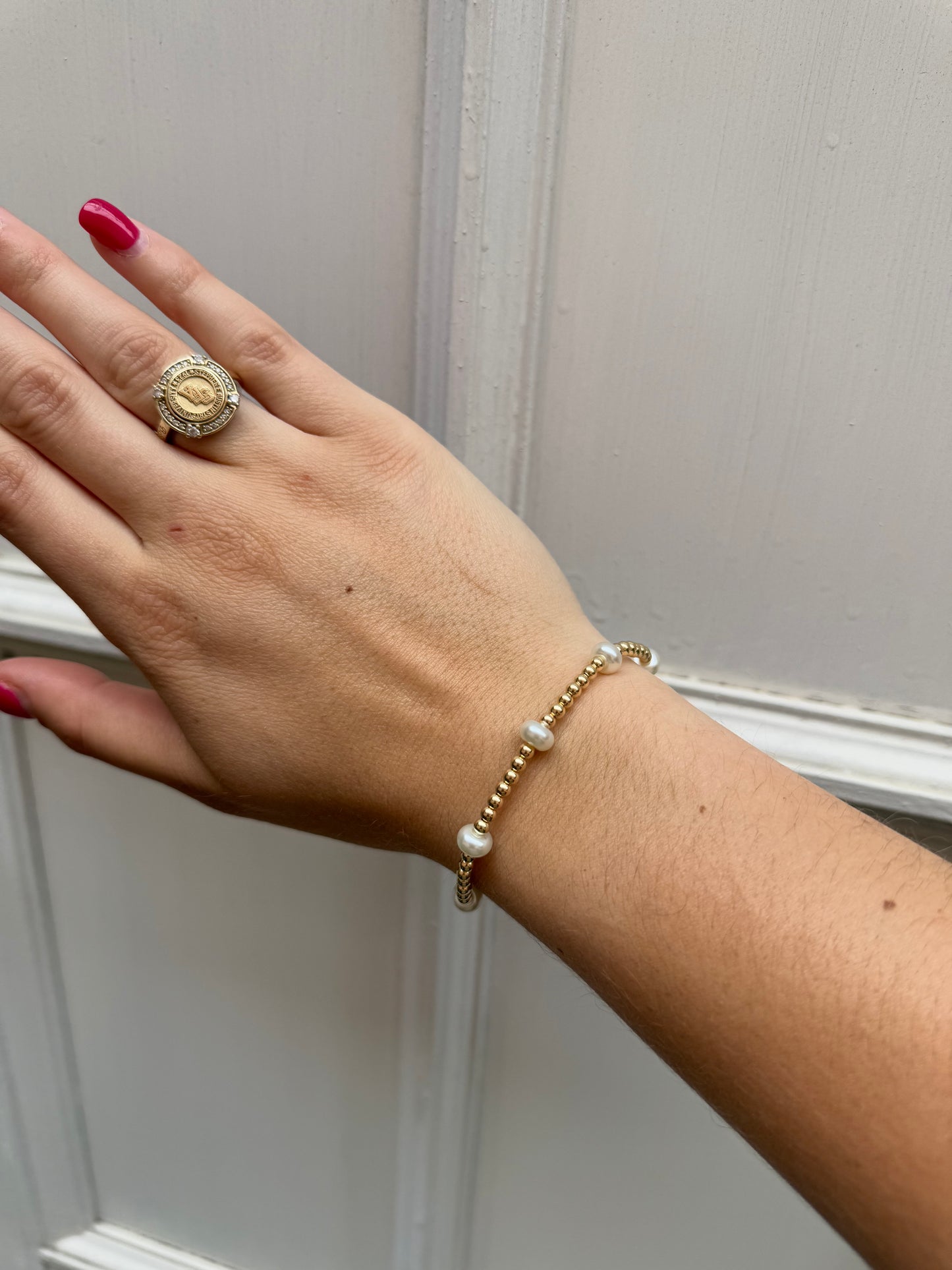 Gold Filled 3mm Pearl Beaded Bracelet