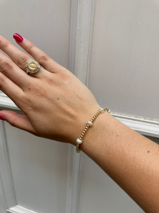 Gold Filled 3mm Pearl Beaded Bracelet