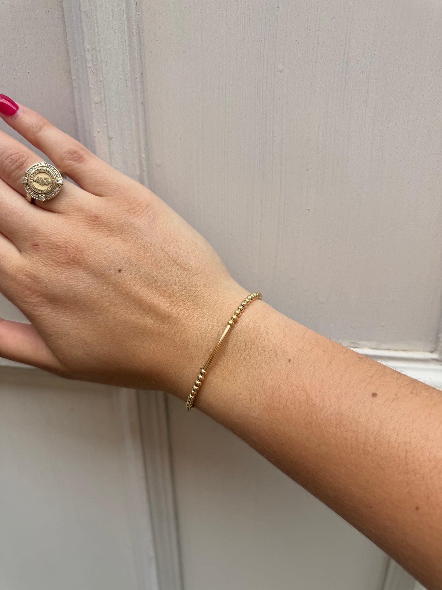 Gold Filled 3mm Beaded Bar Bracelet