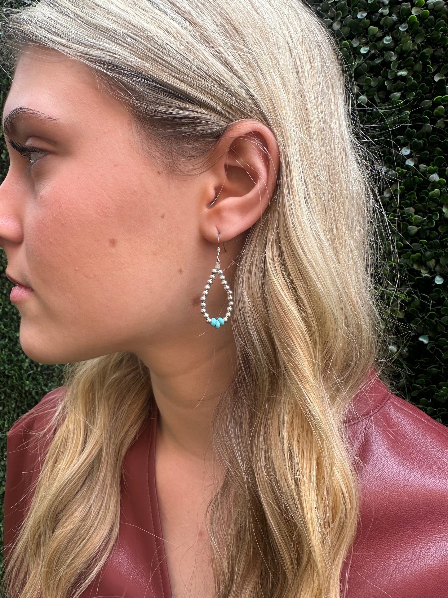 Sterling Silver Blue 3mm Beaded Earrings