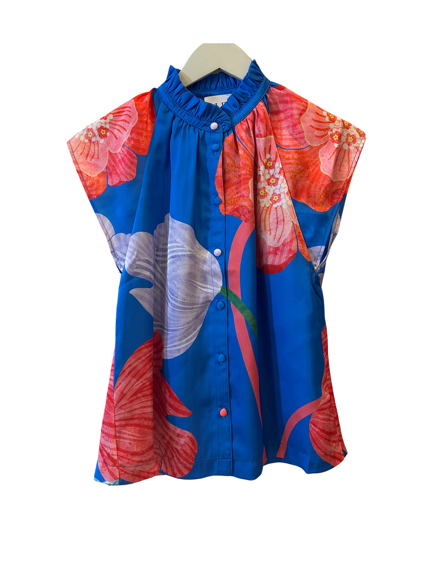 Blue Floral Button Up Birkin Top