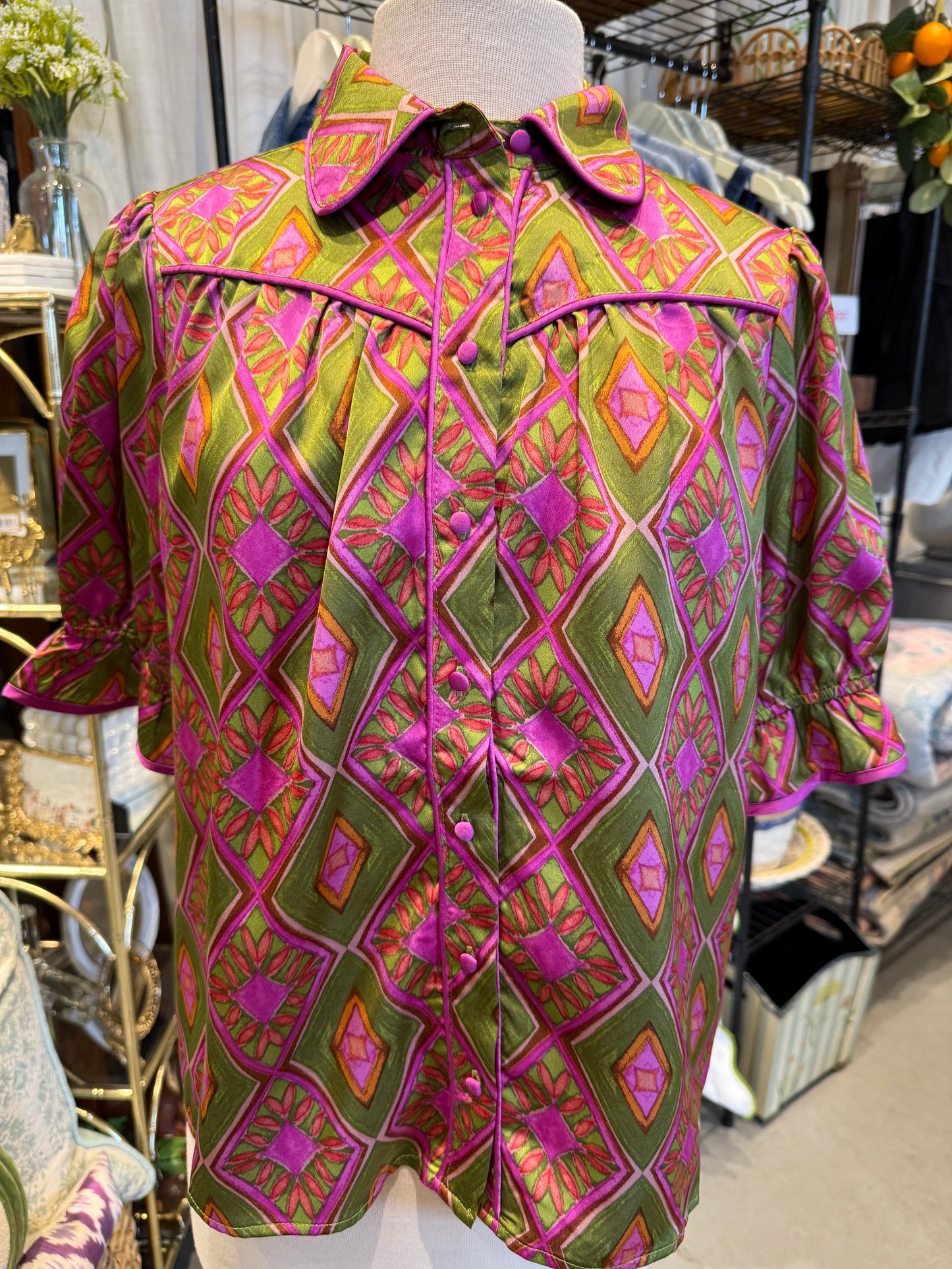 Contrast Piping Detail Blouse