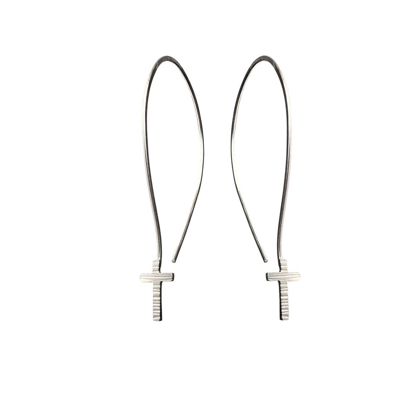 Sterling Silver Cross Hoops