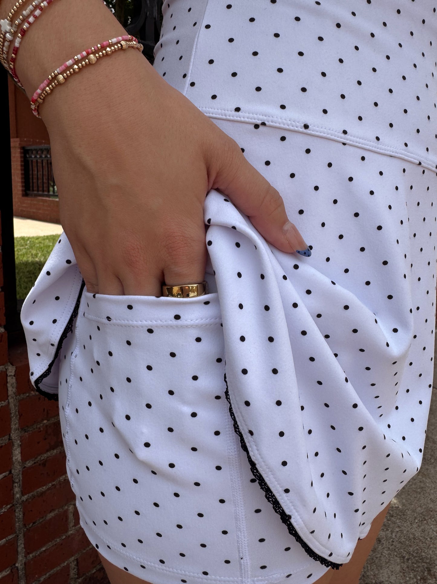 Polka Dot Dress with Lace Trim