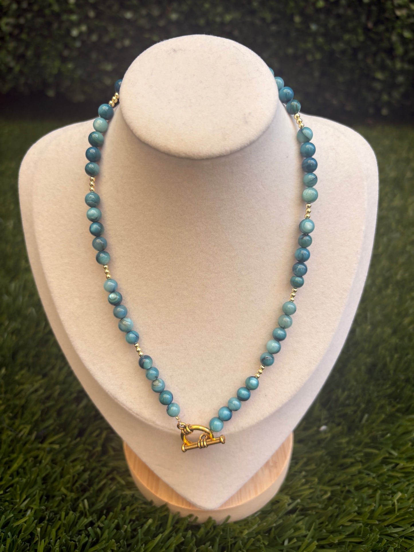 Blue and Gold Toggle Clasp Necklace