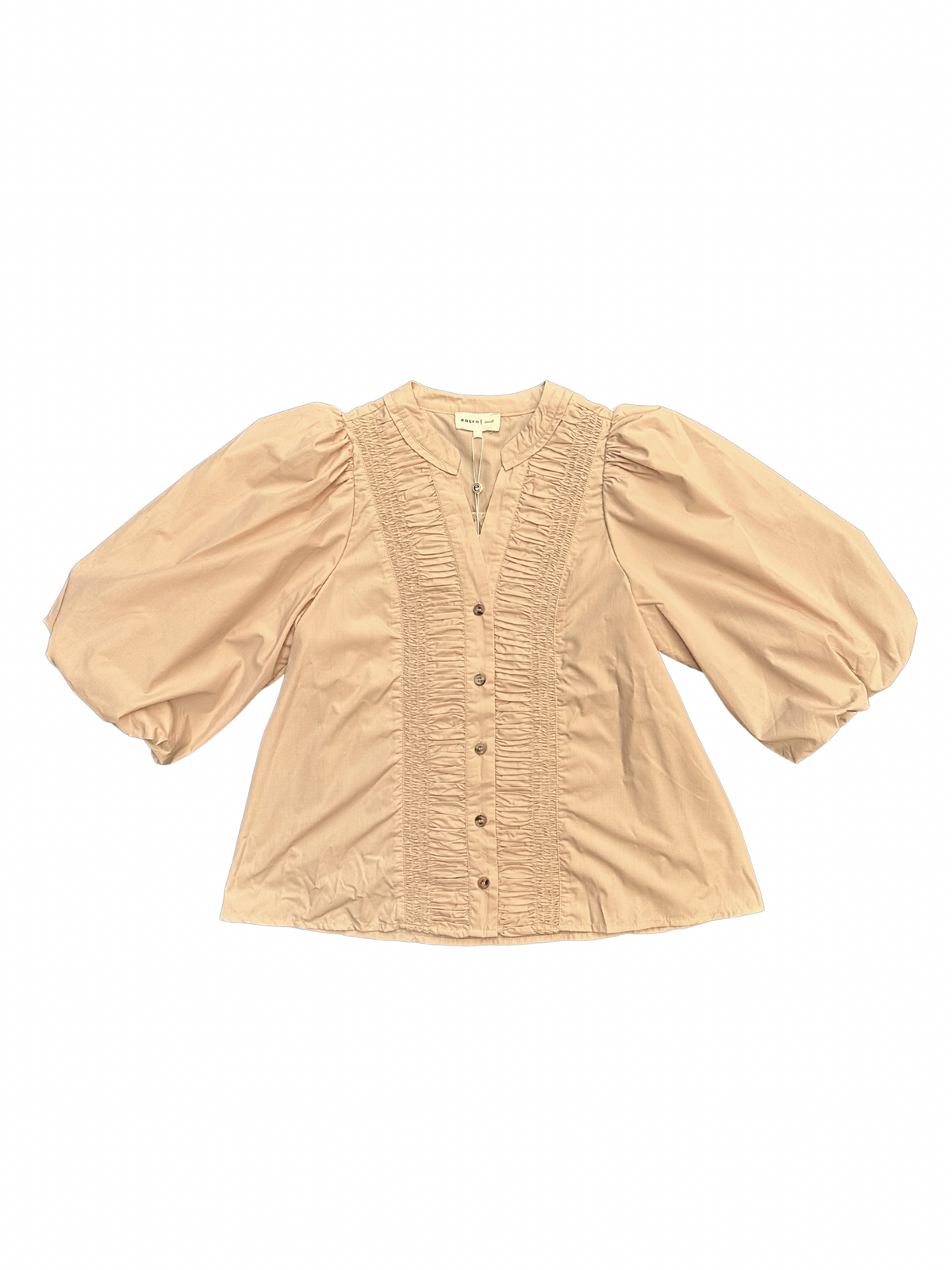 Taupe Button Down Bell Sleeved Top