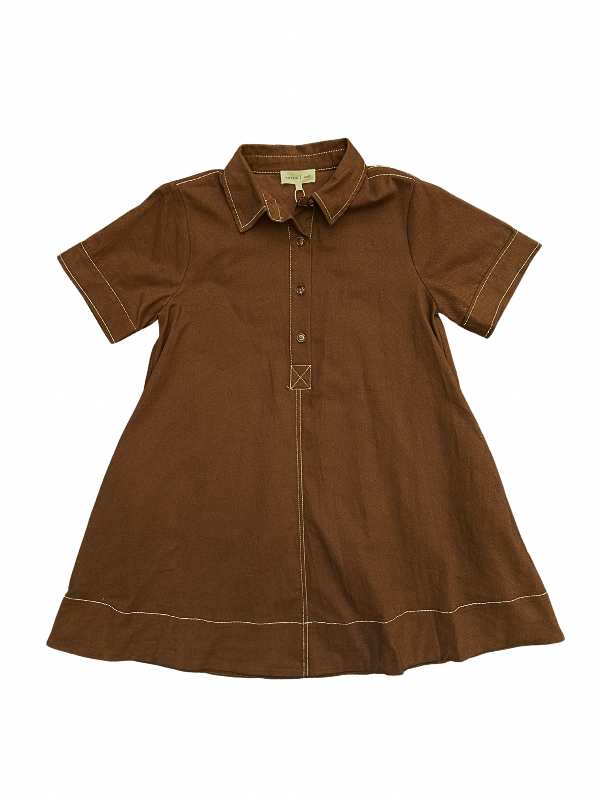 Brown Denim Button Up Dress