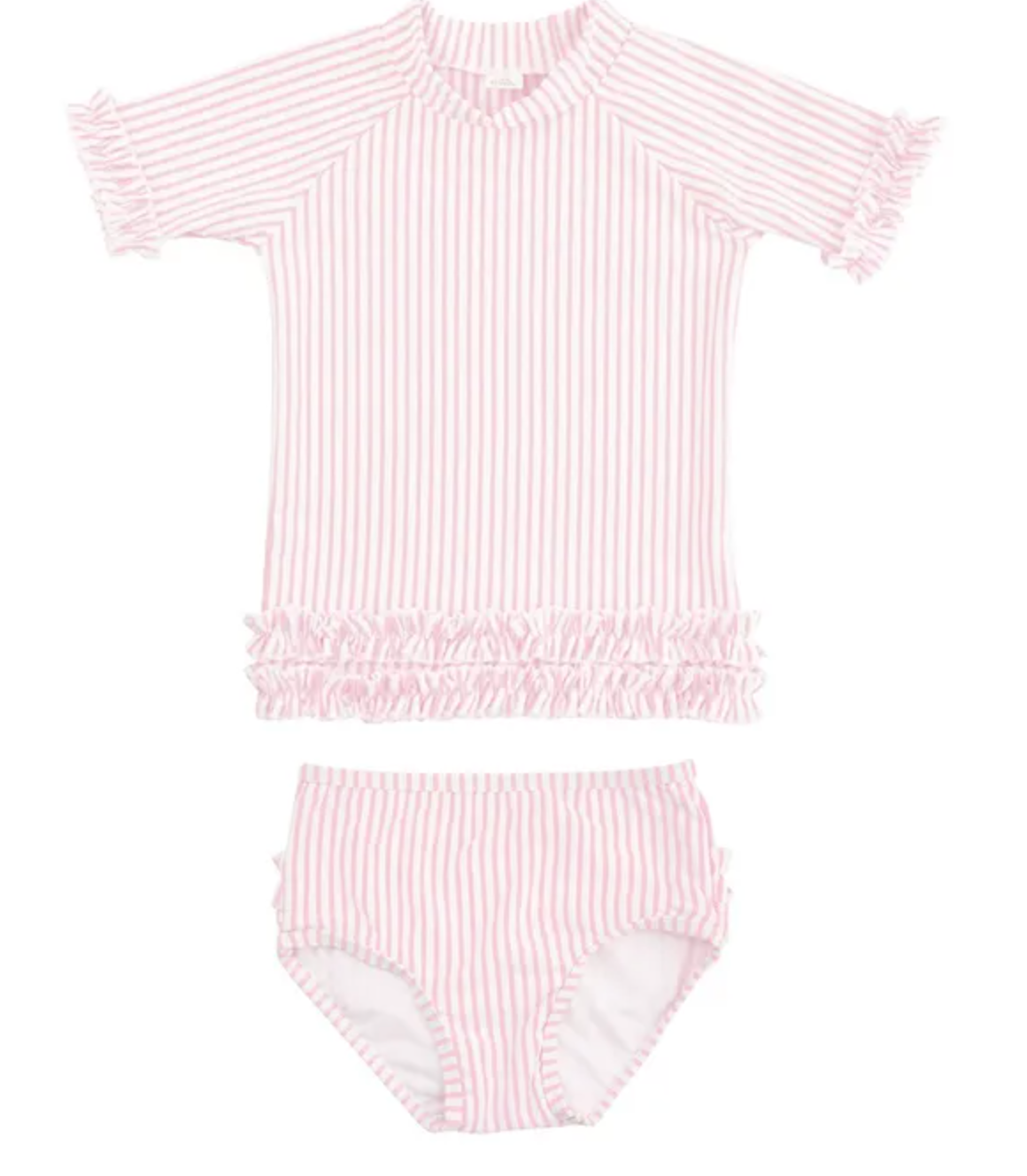 Seersucker Rash Guard Bikini - Pink