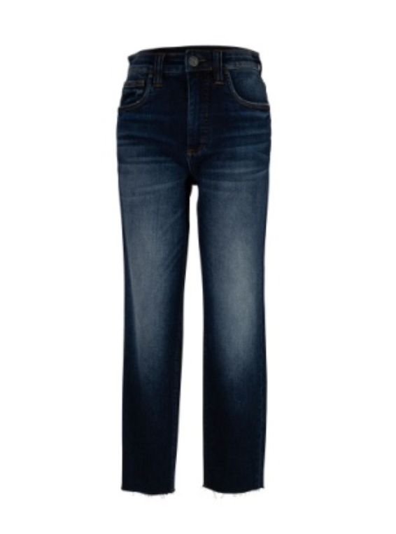 RACHAEL HIGH RISE FAB AB MOM WITH RAW HEM
