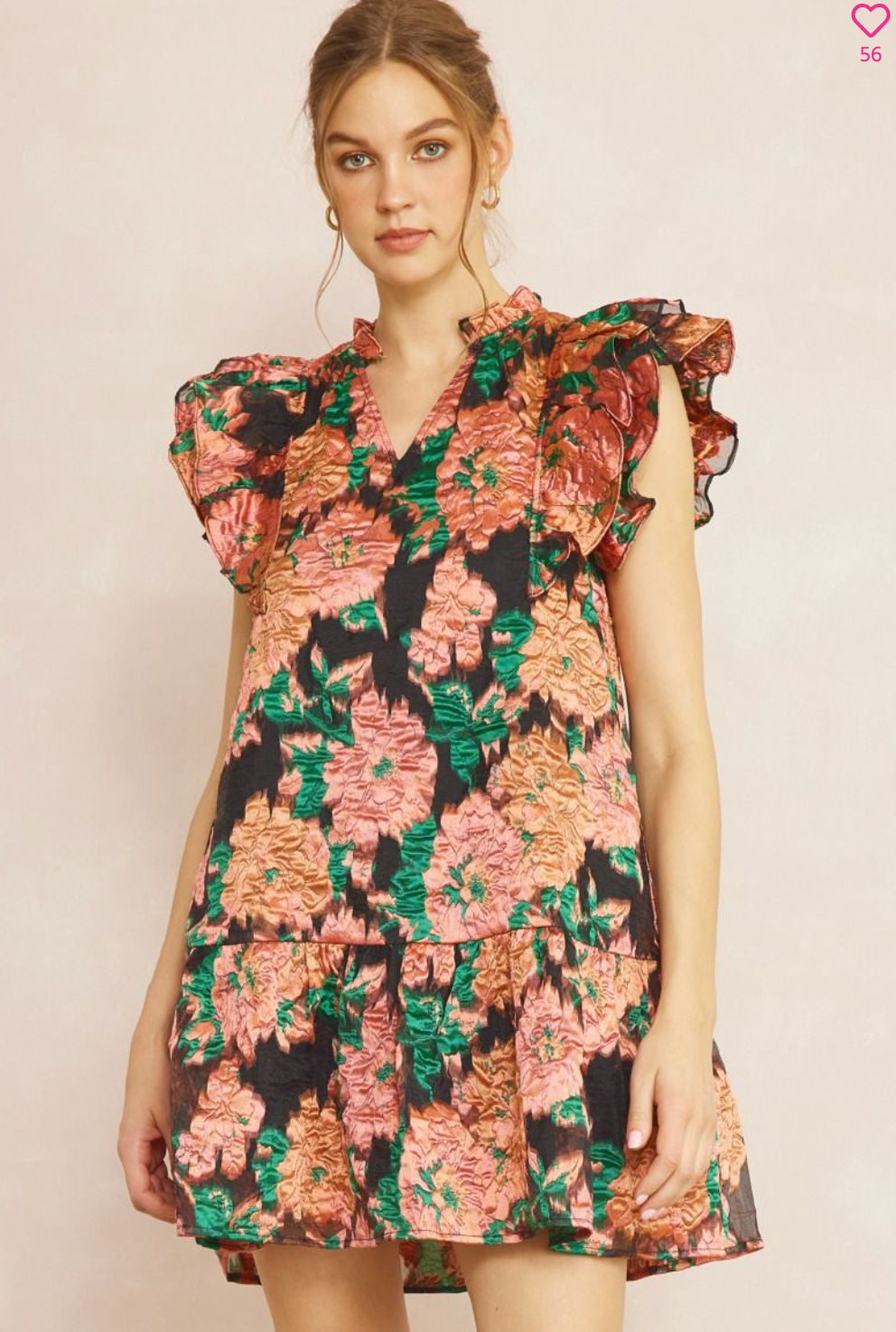 Textured Floral Mini Dress