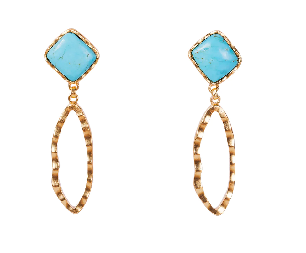 Deco Ovate Earrings - Turqouise