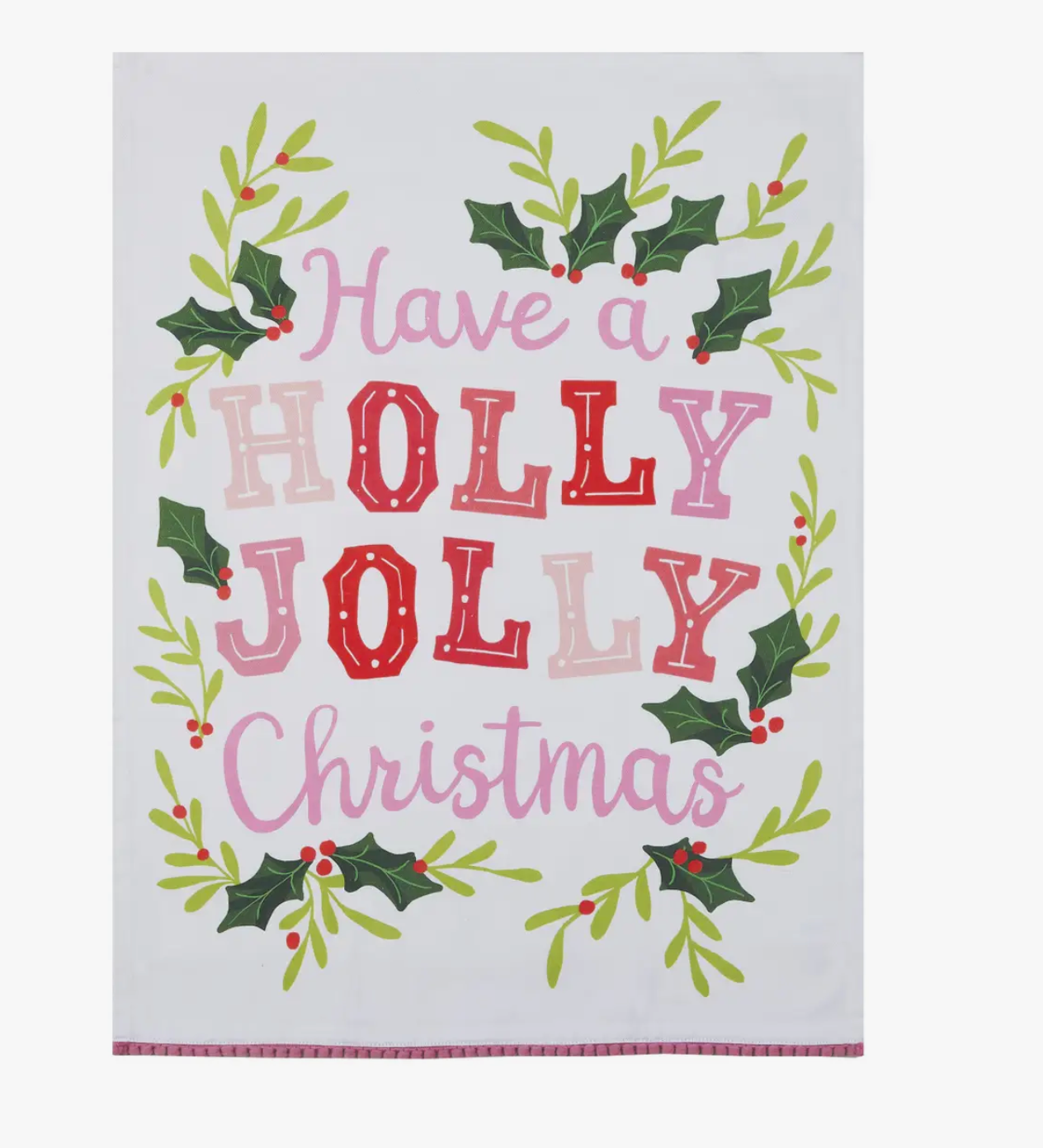 Holly Joy with Pom Pom M/4 Kitchen Towel