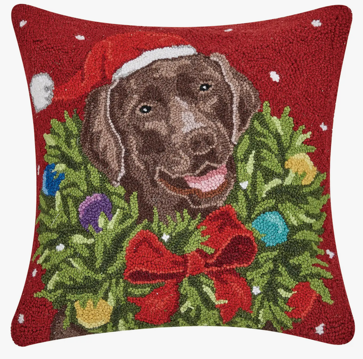 Santa Chocolate Labrador Wreath Hook Pillow