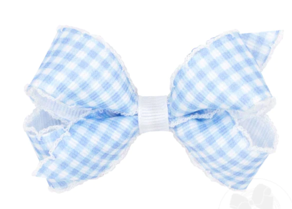 Medium Gingham Print with Moonstitch Trim Bow