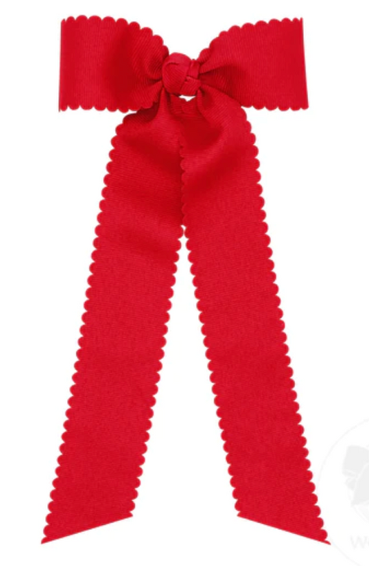 Medium Grosgrain Bowtie with Scalloped Edges and Streamer Tails