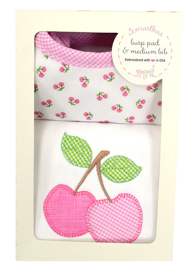 Cherries Basic Bib & Burp Set