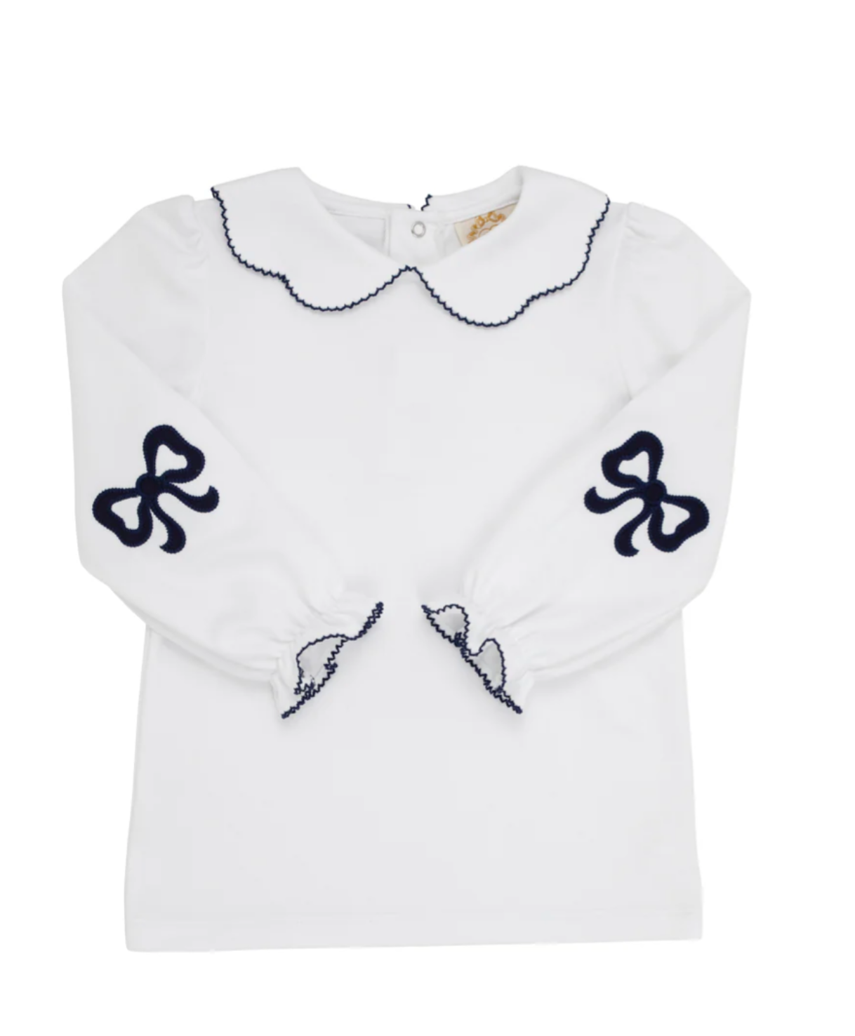 Emma's Elbow Patch Top Worth Avenue White with Nantucket Navy Bows