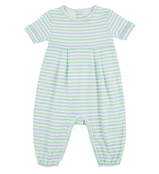 Short Sleeve Bradford Romper Kennedy Cruise Stripe with Beale Street Blue