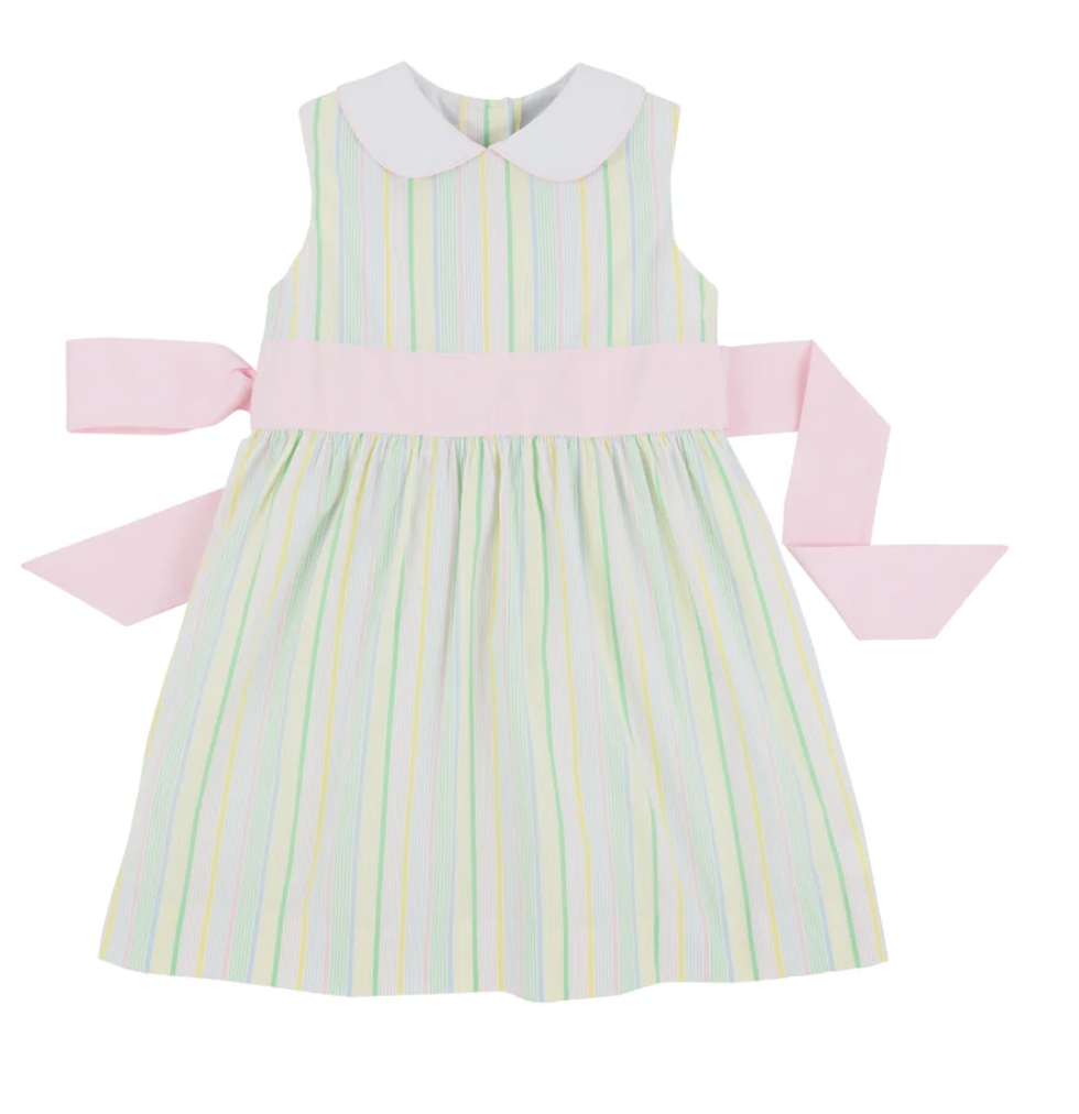 Sleeveless Cindy Lou Sash Dress - Santa Maria Seersucker with Palm Beach Pink & Worth Avenue White