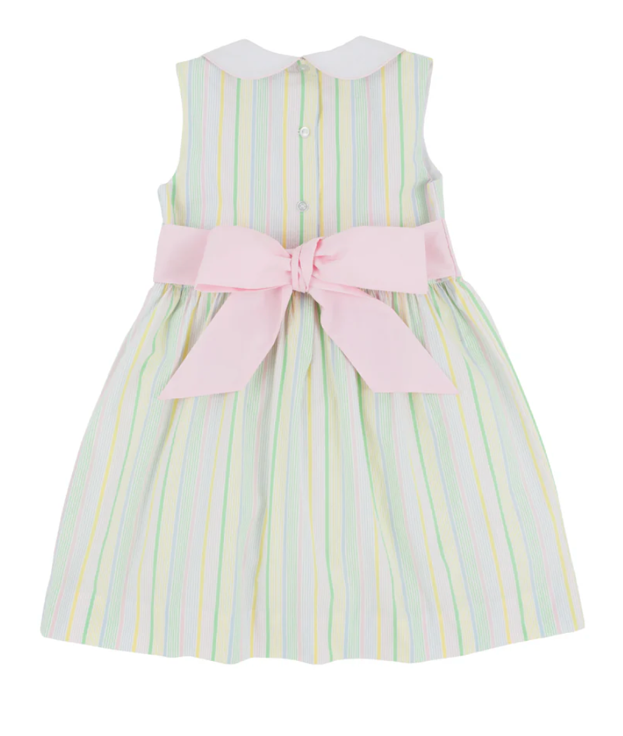 Sleeveless Cindy Lou Sash Dress - Santa Maria Seersucker with Palm Beach Pink & Worth Avenue White