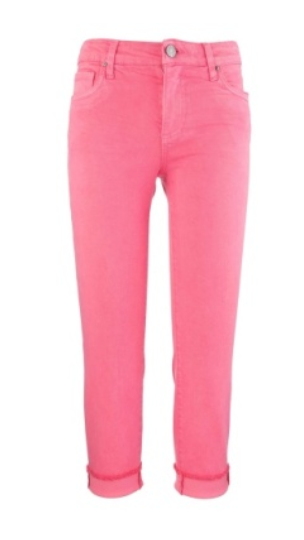 Kut Amy Crop Straight Leg Roll Up Frey - Sugar Coral