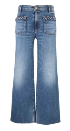 Meg High Rise Wide Leg Patch Pockets W/ Braid on Top