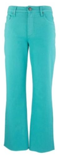 Kelsey High Rise Fab Ab Ankle Flare with Raw Hem- Turquiose