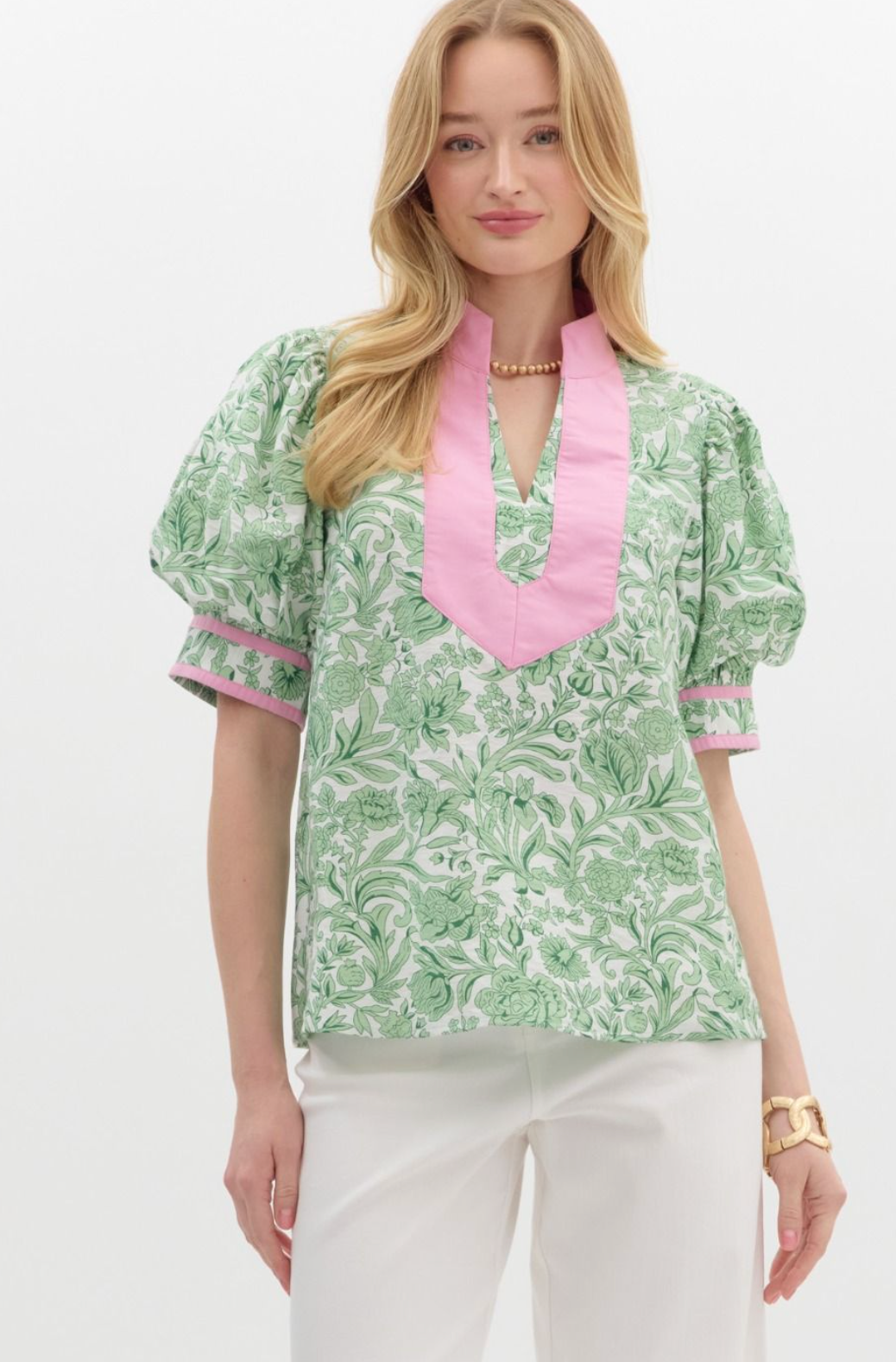 Floral Print Short Sleeve- Green