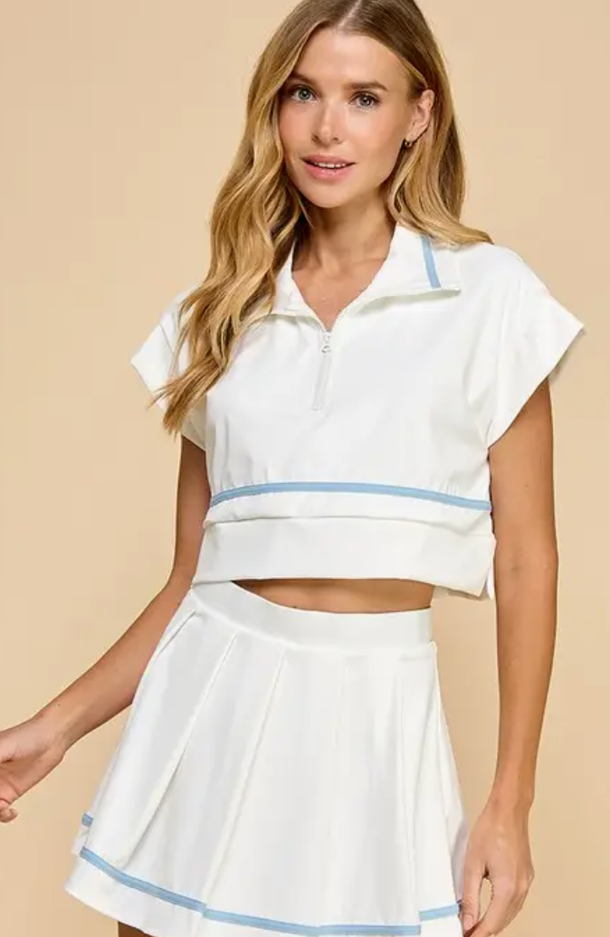 Motion Boxy Cropped Set- White