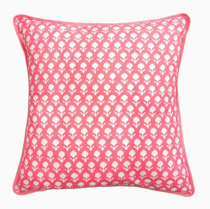 Paloma Pink Block Print Throw Pillow