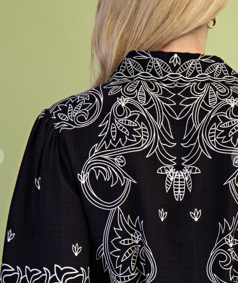 Printed Midi Dress in Black