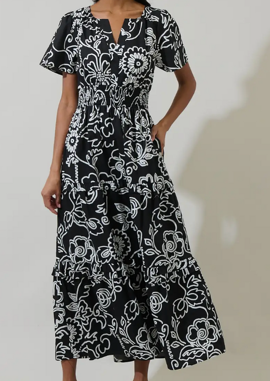 Haylie Floral Palmer Poplin Tiered Maxi Dress