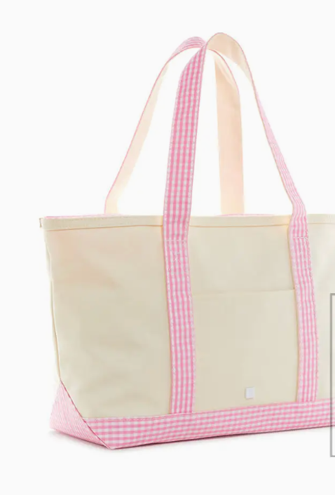 Medium Tote - Coated Canvas Gingham Pink Trim
