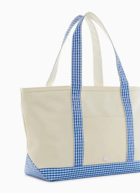 Medium Tote - Coated Canvas Gingham Royal Trim