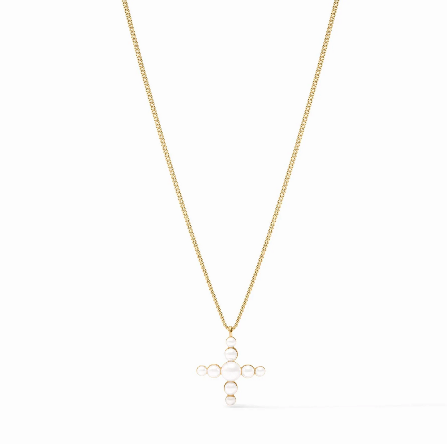 Gumdrop Cross Delicate Necklace-Pearl