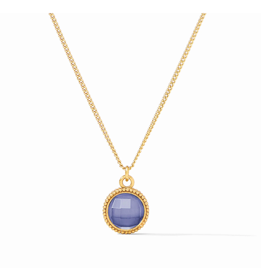 Fleur-de-Lis Solitaire Necklace - Iridescent Tanzanite Blue