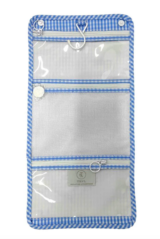 Mini Rollup Hanging Bag-Gingham Sky