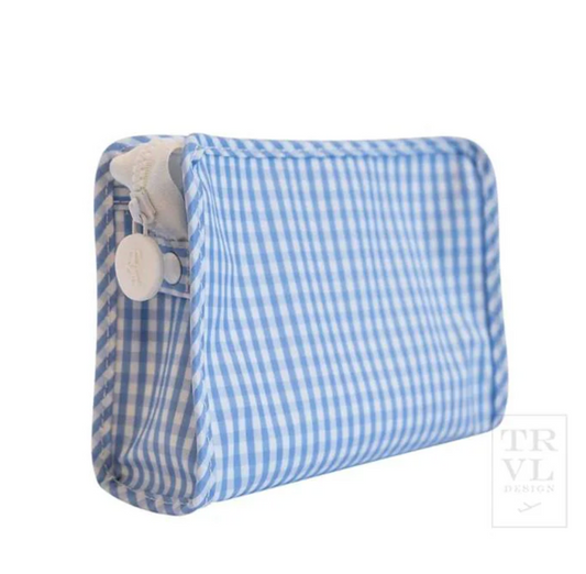 Roadie Small Zip Pouch-Gingham Sky