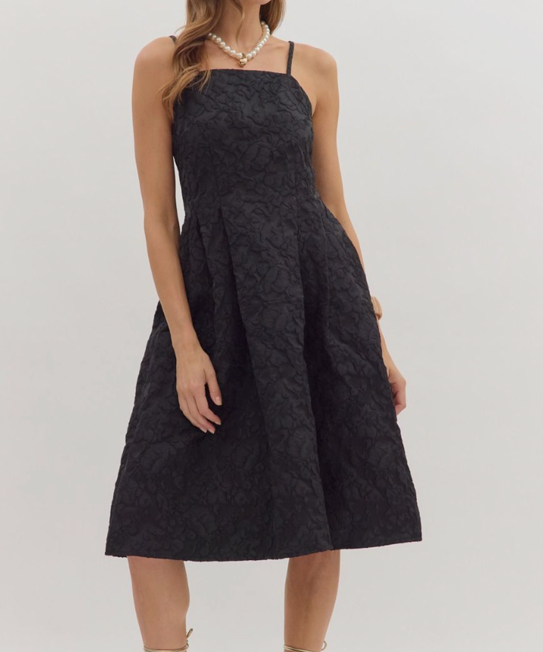 Floral Jacquard Sleeveless Midi Dress  Spring and Prince