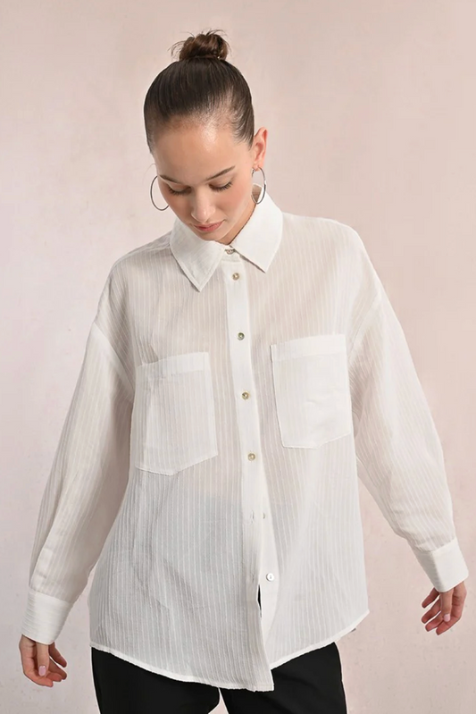 Ladies Woven SHirt- White